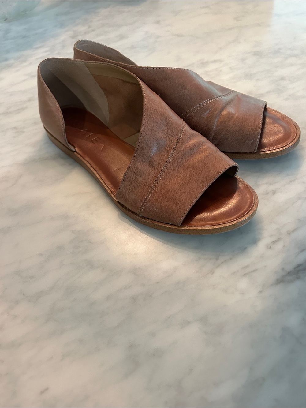 1. State Tan Leather Open-Toe Slingback Sandals